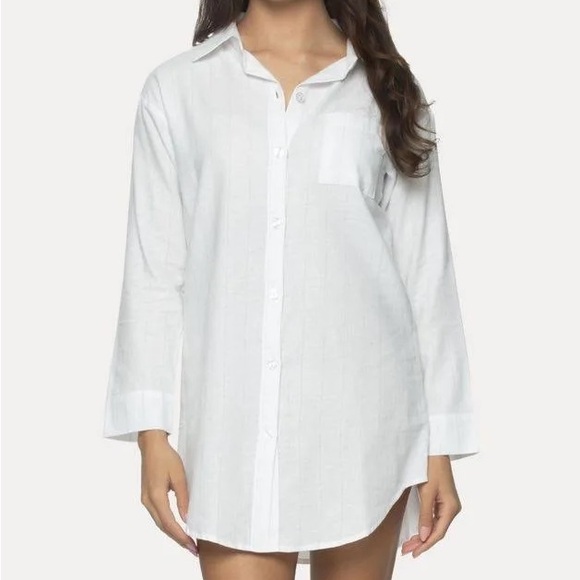 Felina Other - Felina Women's Mirielle Oversized Cotton Poplin Sleep Shirt NWT Size M